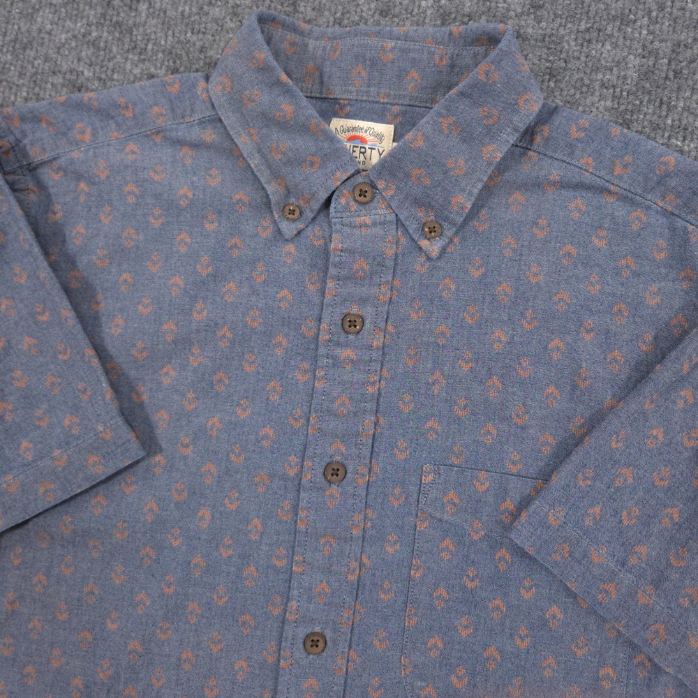 Faherty Stretch Playa Shirt Mens XS Blue Geometric AOP Short Sleeve Button Down